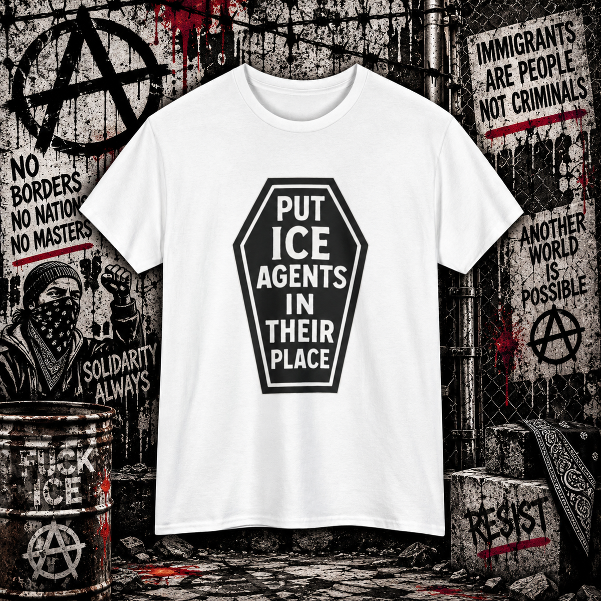 Put ICE Agents In Their Place - Coffin Graphic Protest Tee