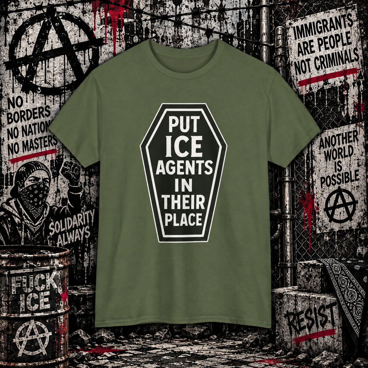 Put ICE Agents In Their Place - Coffin Graphic Protest Tee