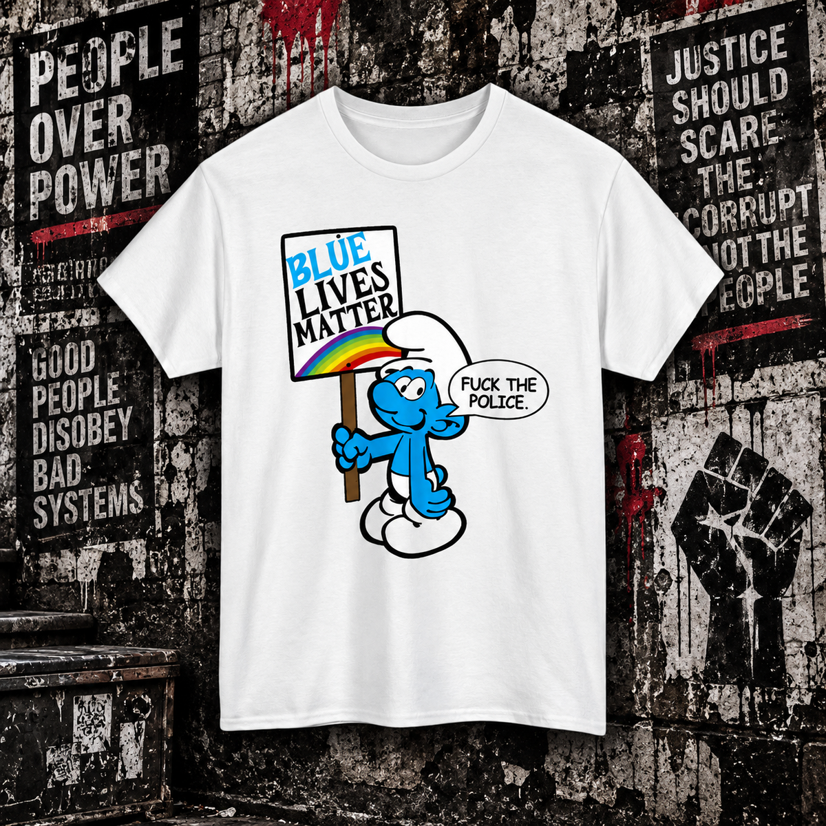 Blue Lives Matter – Smurf Protest Tee
