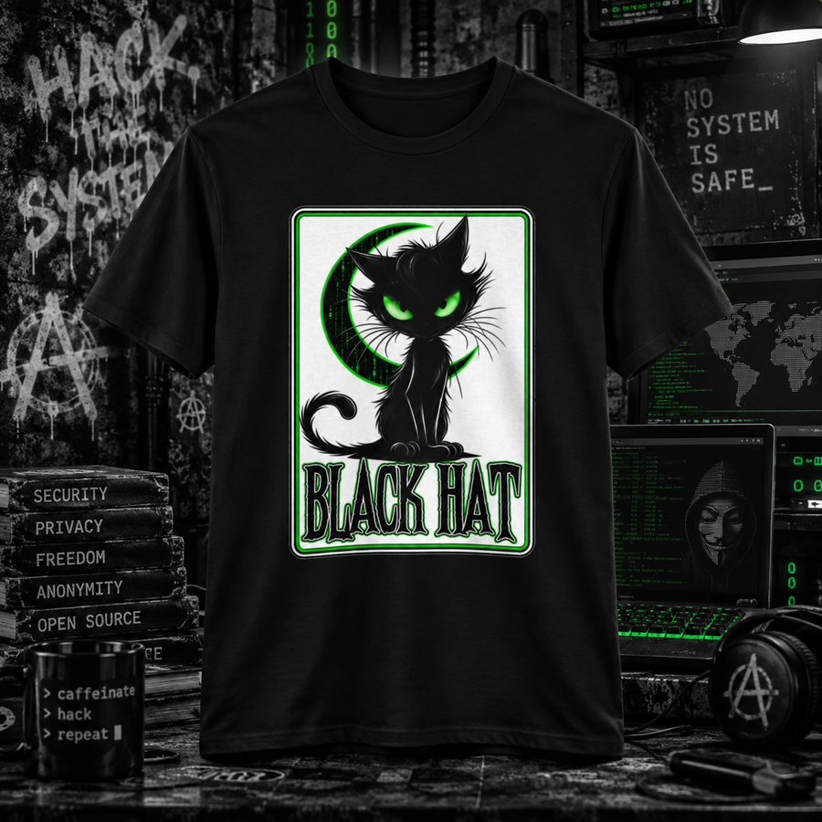 Black Hat Kitty - Hacker Moon Tee