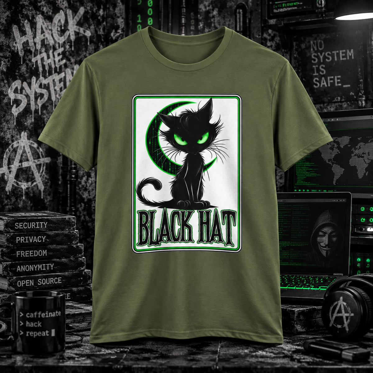 Black Hat Kitty - Hacker Moon Tee