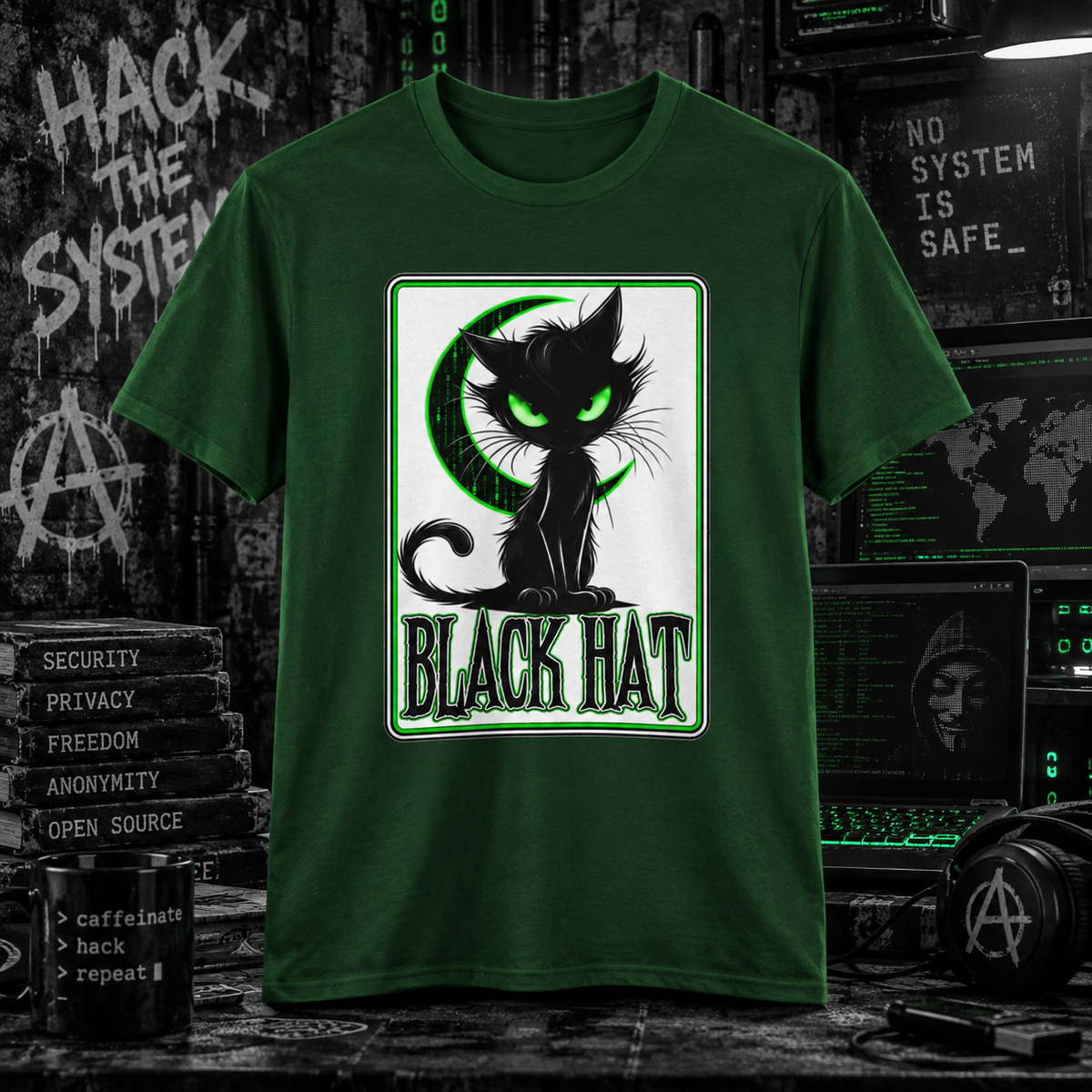 Black Hat Kitty - Hacker Moon Tee