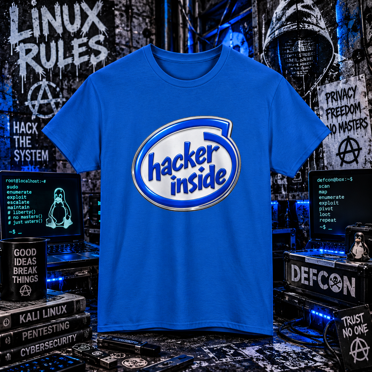 Hacker Inside – Retro Tech Logo Tee