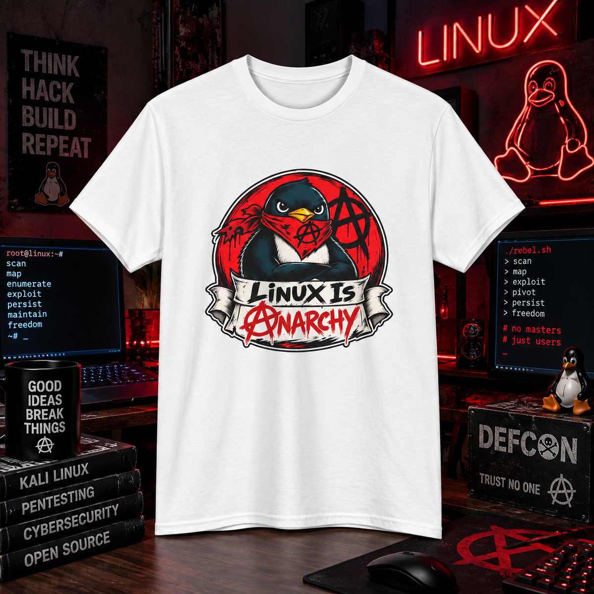 Linux Is Anarchy - Penguin Tech Tee