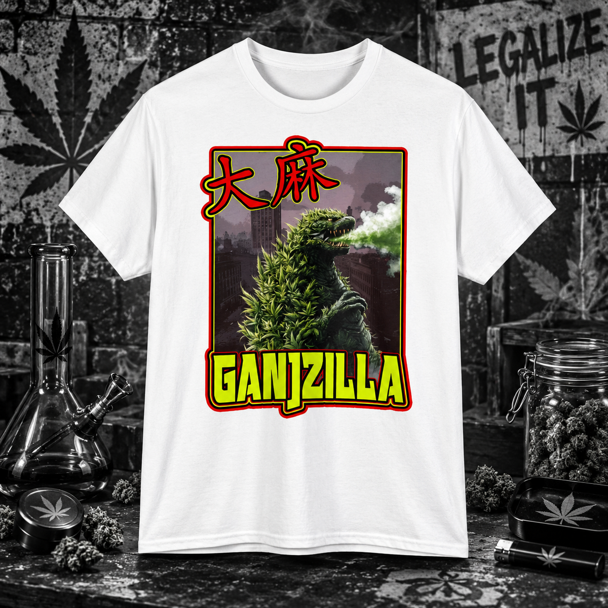Ganjzilla - Retro Cannabis Monster Tee