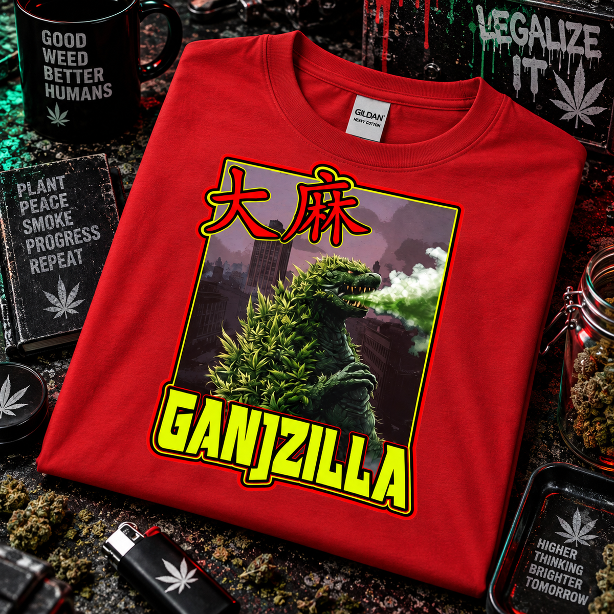 Ganjzilla - Retro Cannabis Monster Tee
