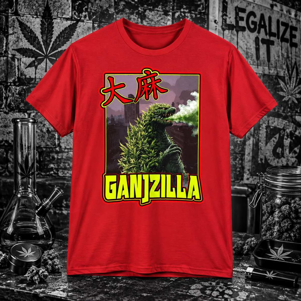 Ganjzilla - Retro Cannabis Monster Tee
