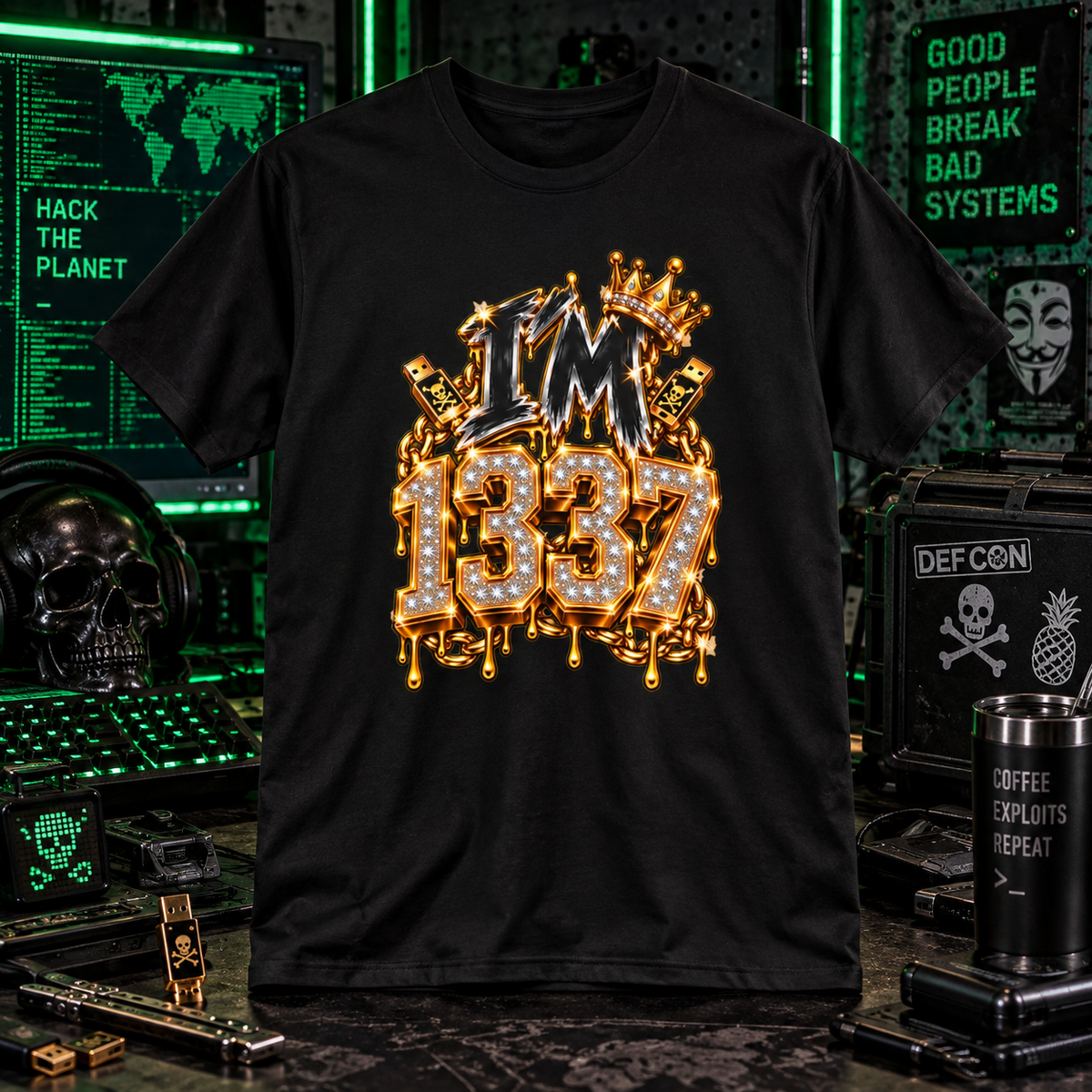 I'm 1337 - Gold Drip Hacker Tee