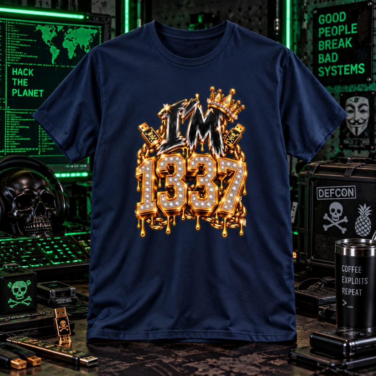 I'm 1337 - Gold Drip Hacker Tee