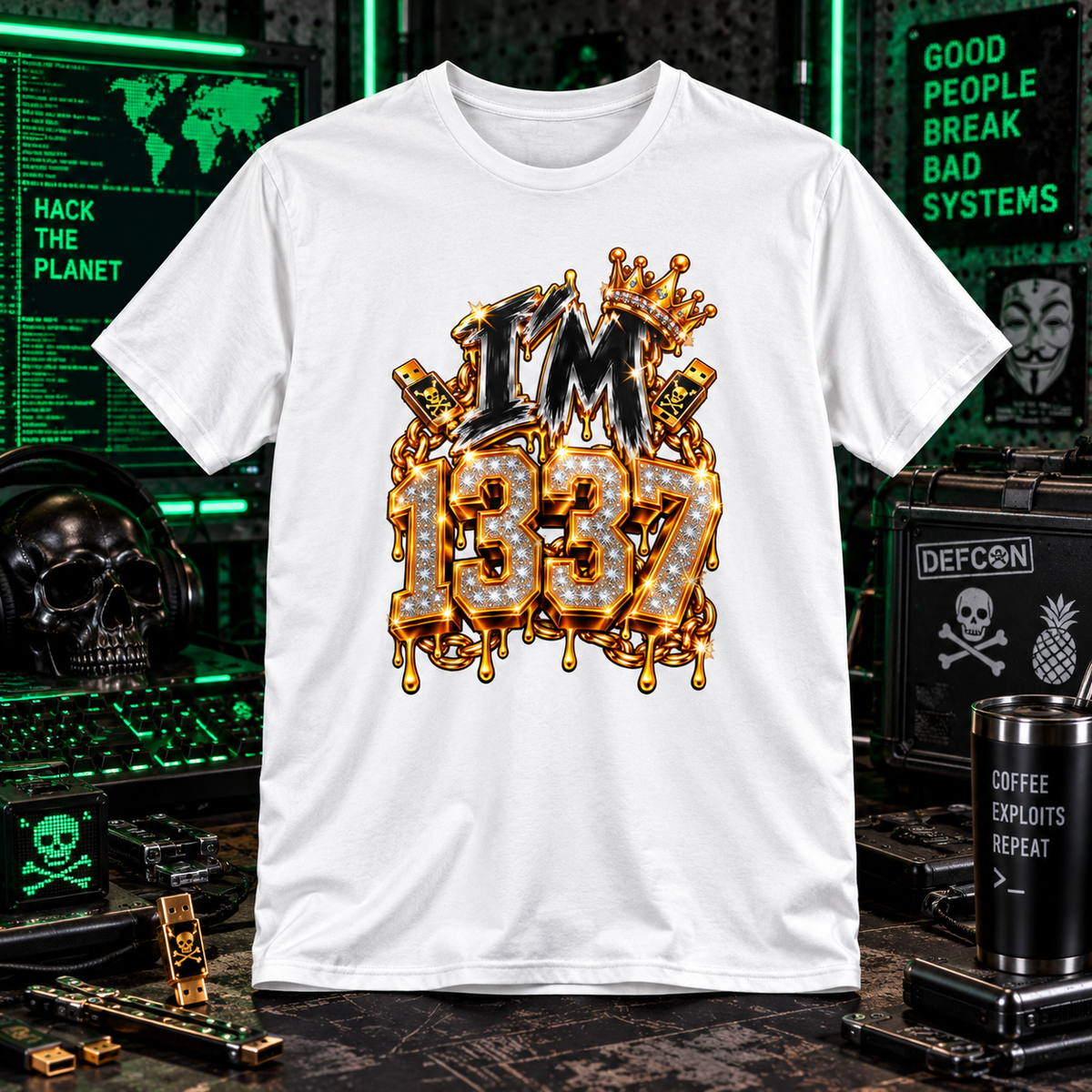 I'm 1337 - Gold Drip Hacker Tee