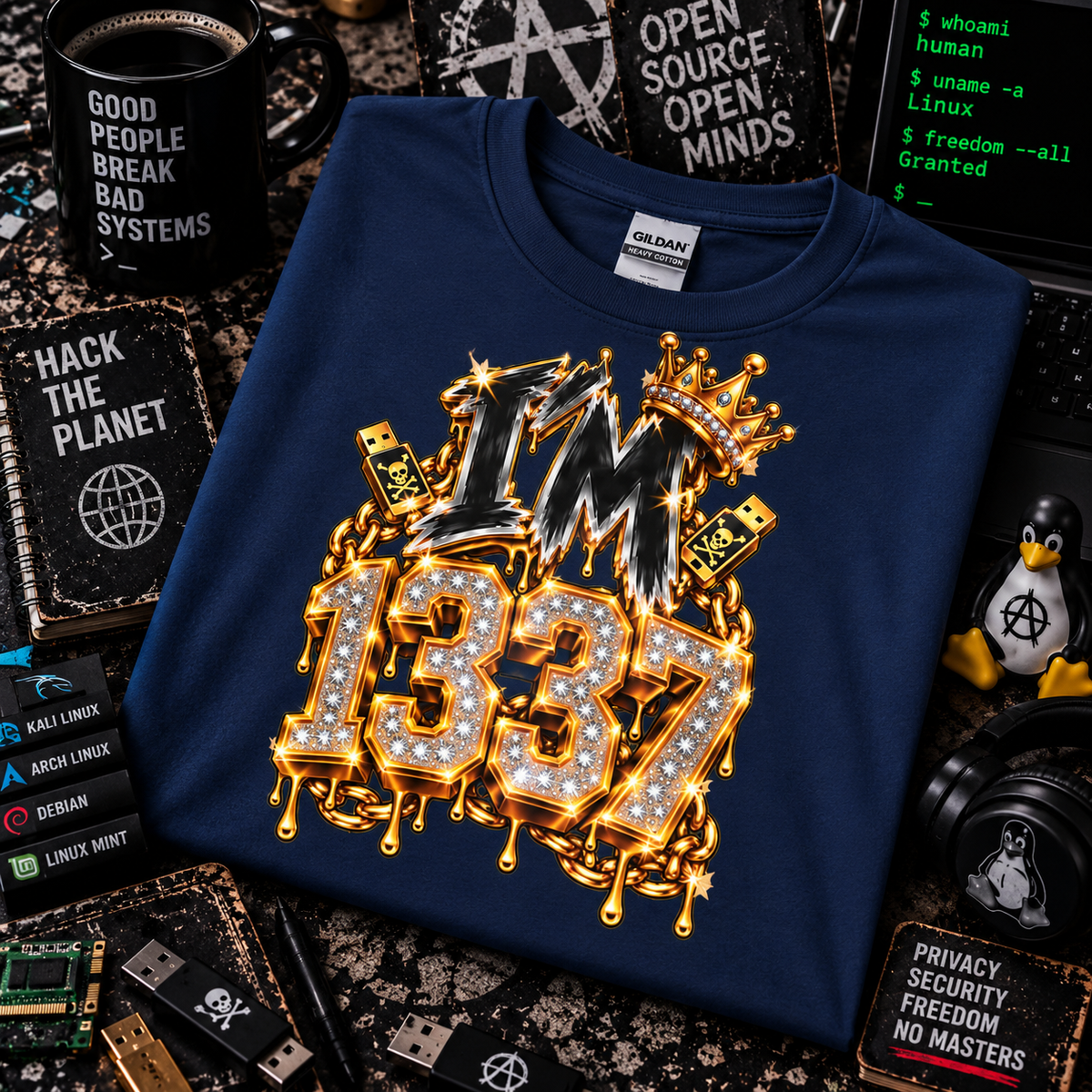 I'm 1337 - Gold Drip Hacker Tee