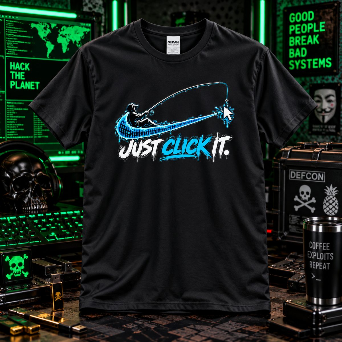 Just Click It – Hacker Phishing T-Shirt