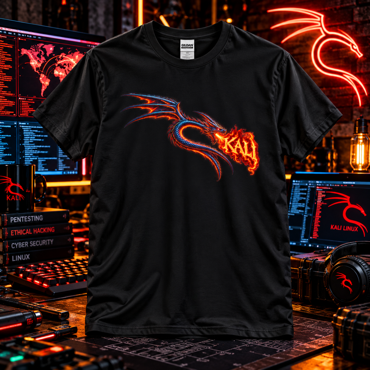 Kali Dragon – Linux Hacker T-Shirt