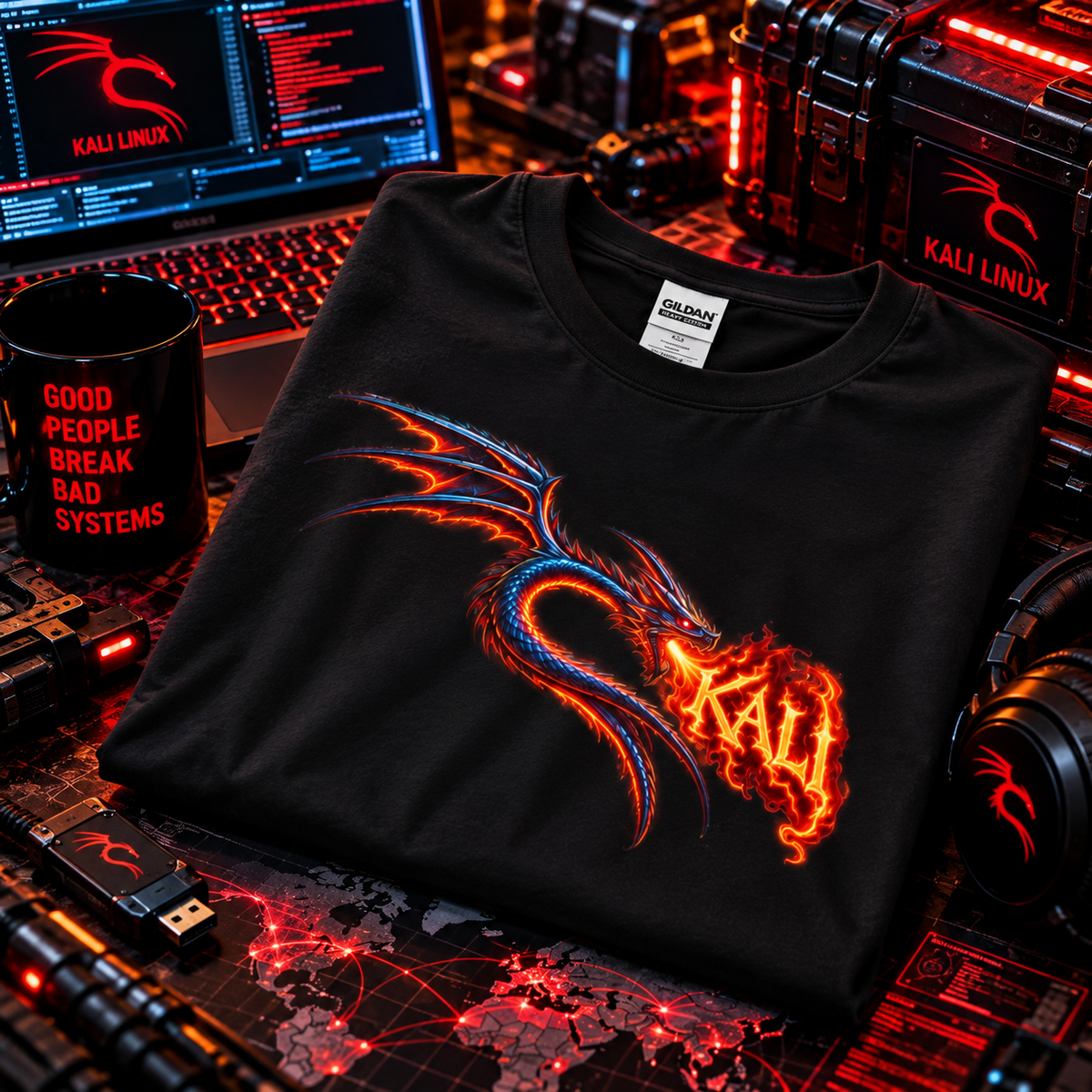 Kali Dragon – Linux Hacker T-Shirt