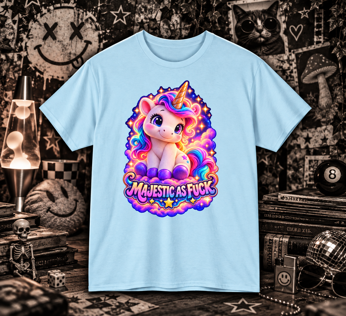 Majestic As Fuck - Cute Rainbow Unicorn Graphic Tee