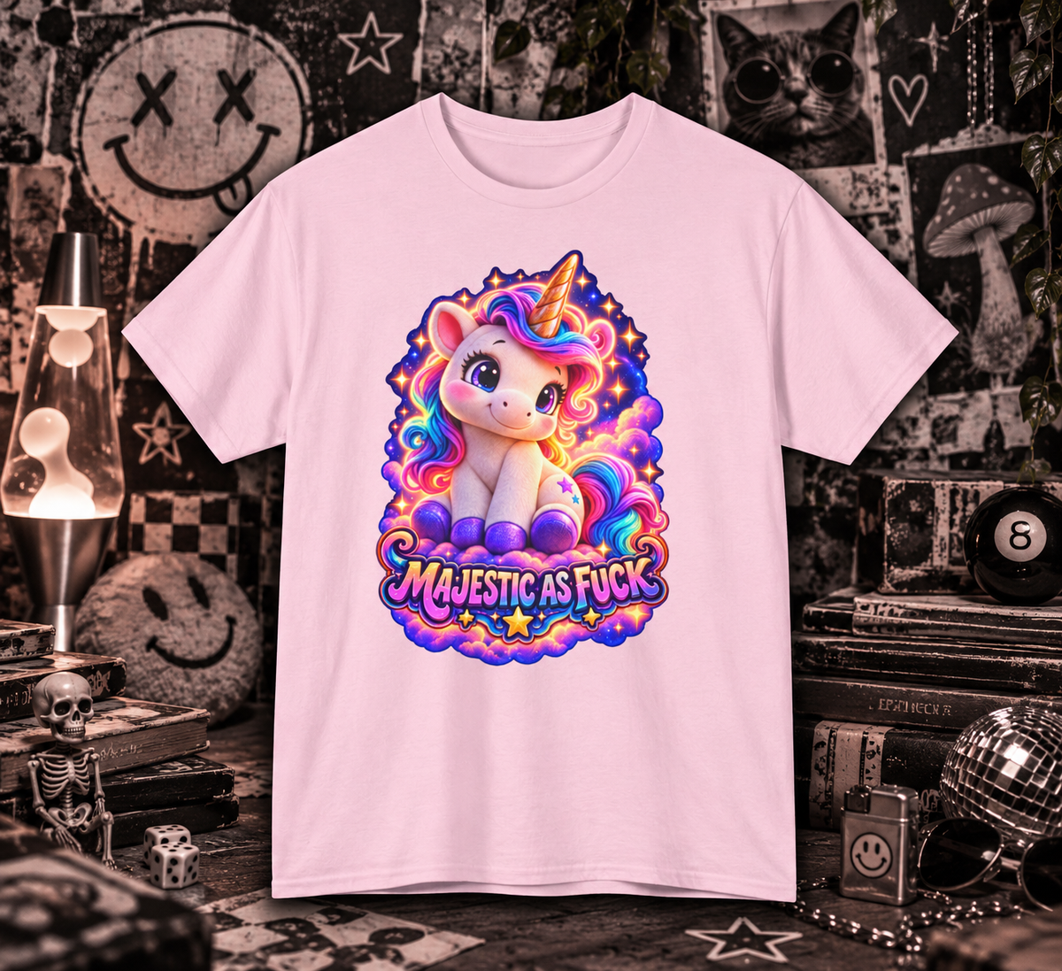 Majestic As Fuck - Cute Rainbow Unicorn Graphic Tee