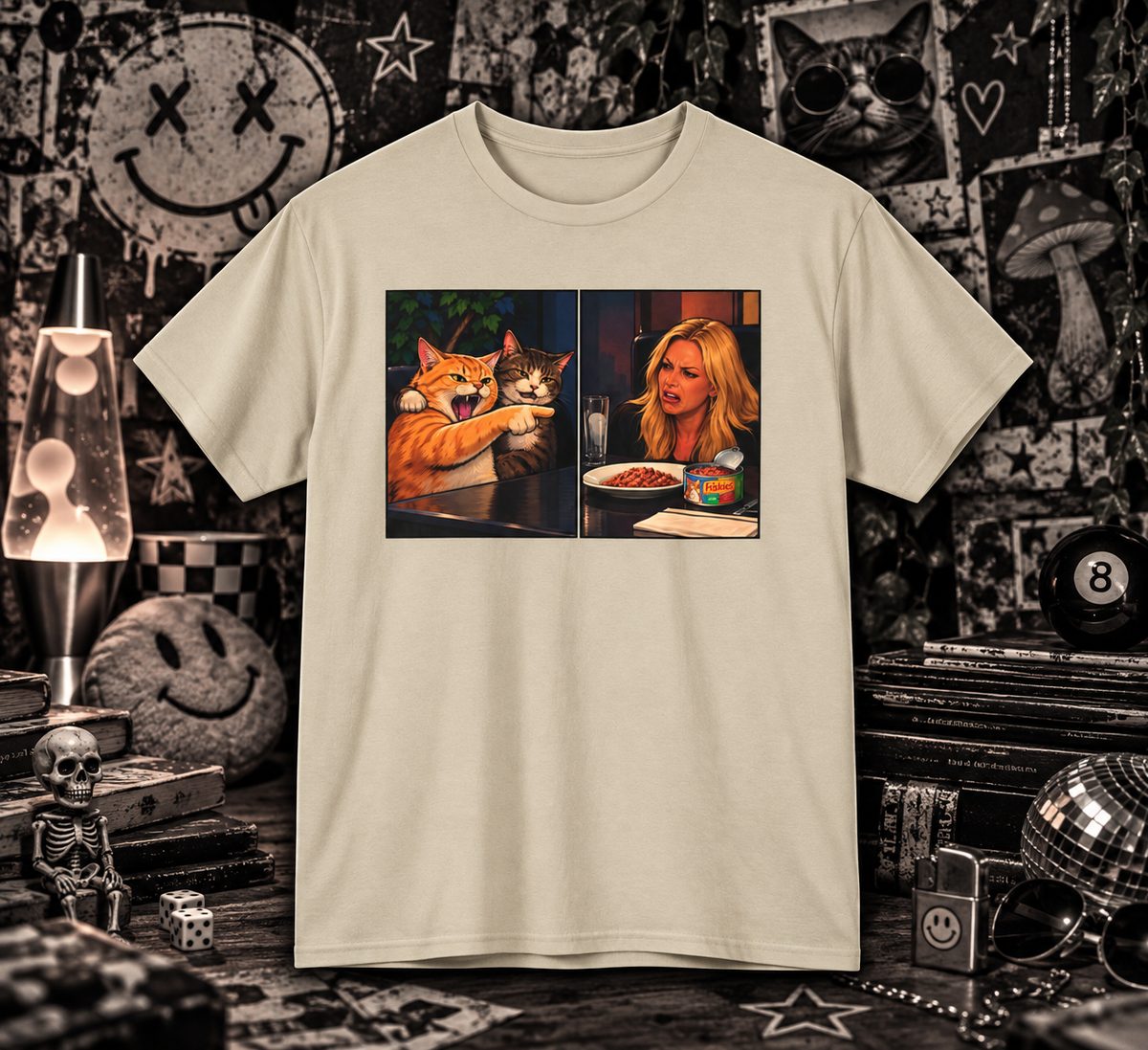 Cat Meme T-shirt - Cat Yelling at Woman