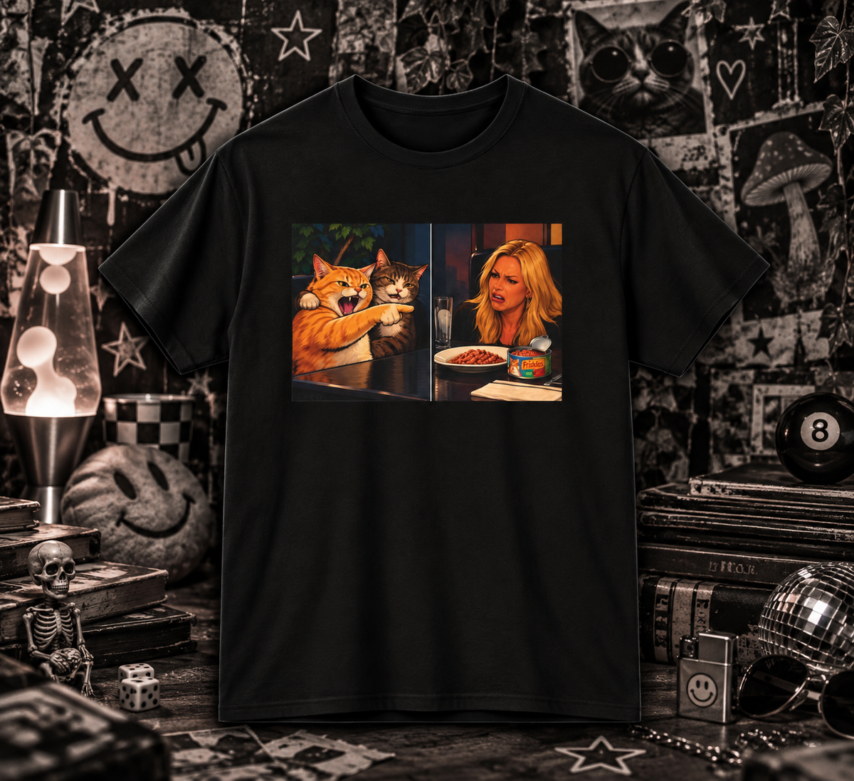 Cat Meme T-shirt - Cat Yelling at Woman