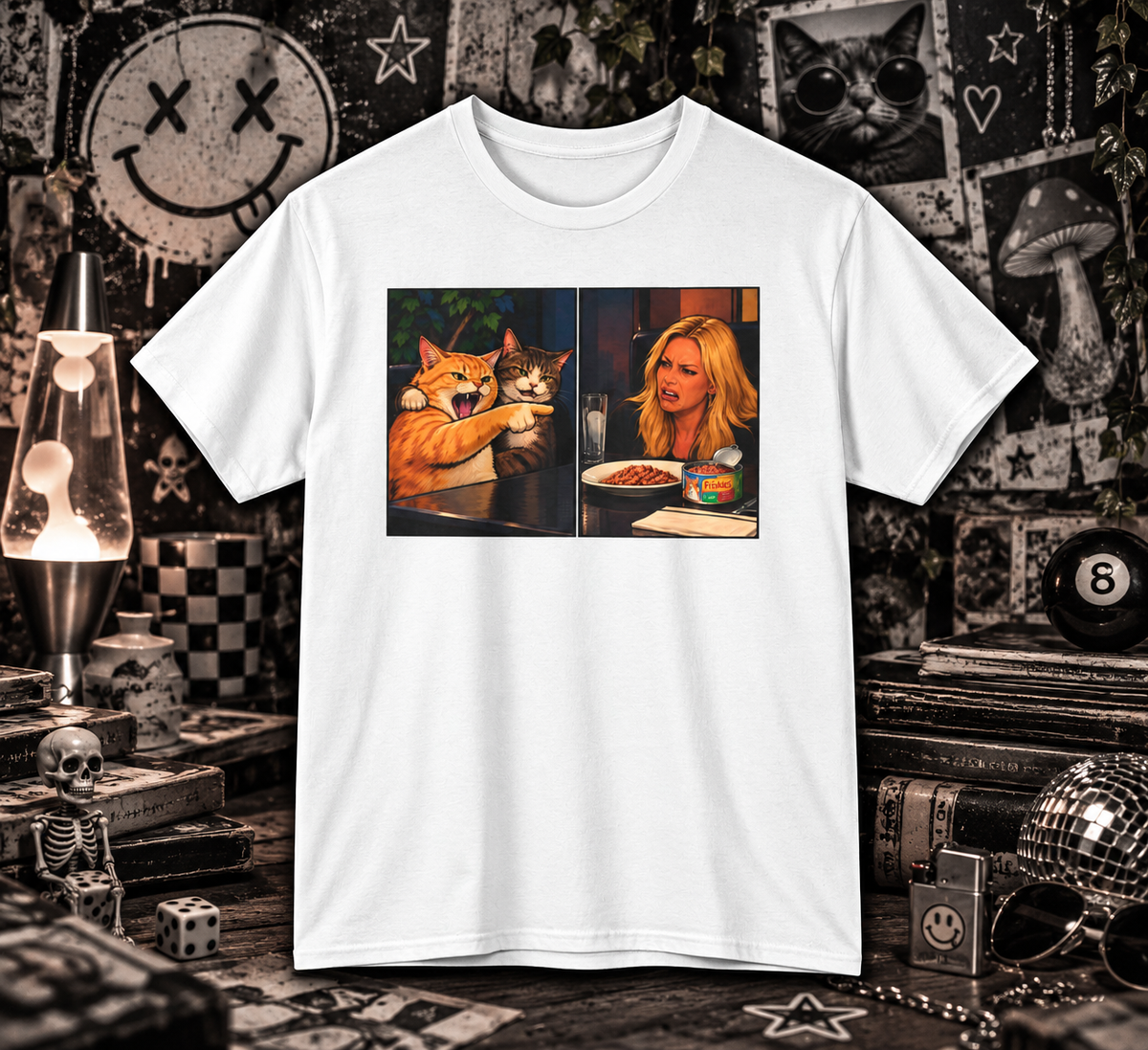 Cat Meme T-shirt - Cat Yelling at Woman