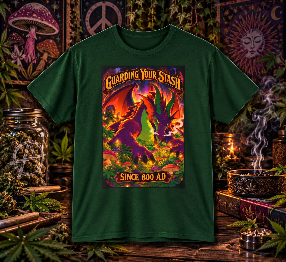 Guarding Your Stash Since 800 AD - Fantasy Dragon Stoner Tee