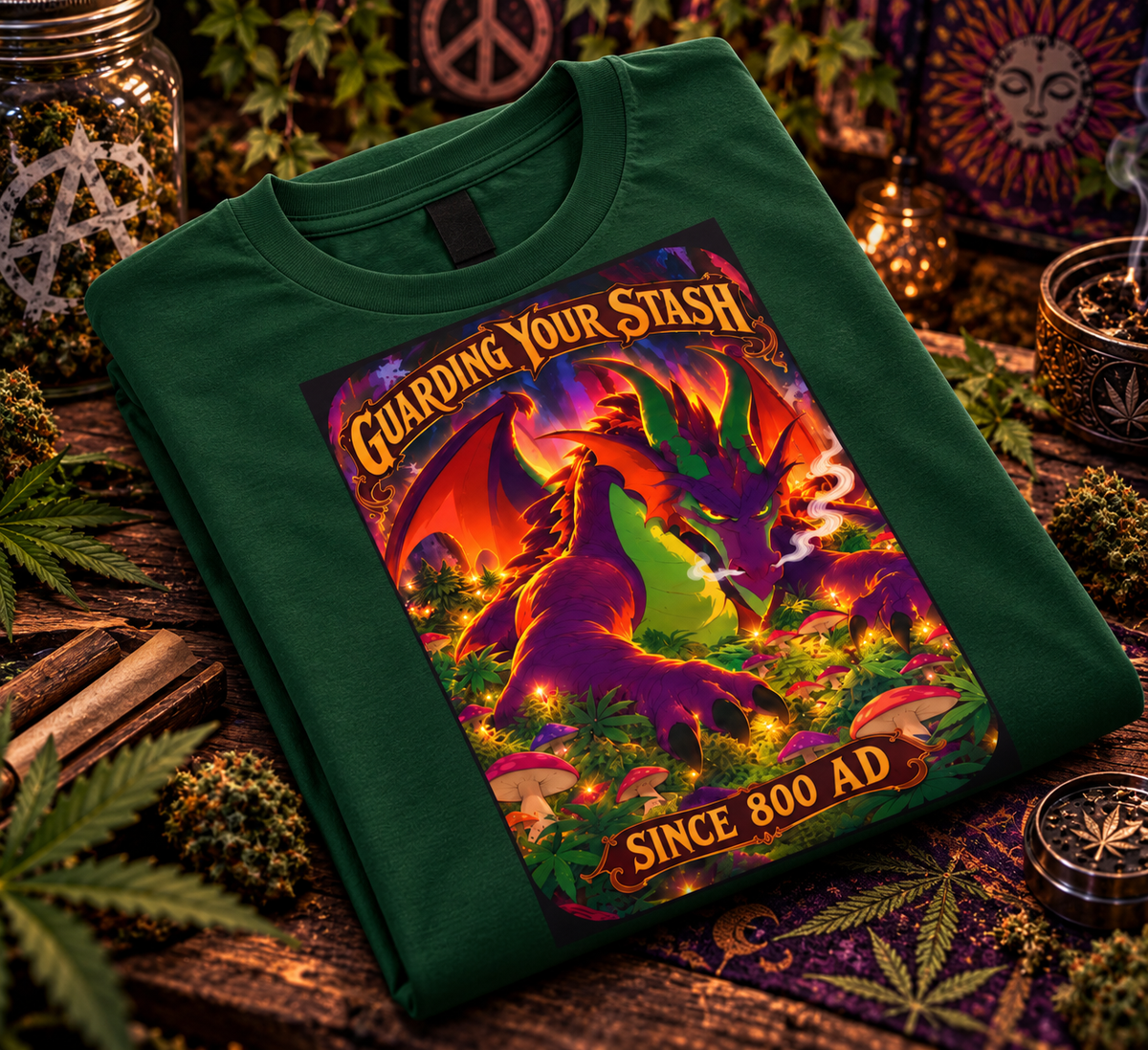 Guarding Your Stash Since 800 AD - Fantasy Dragon Stoner Tee