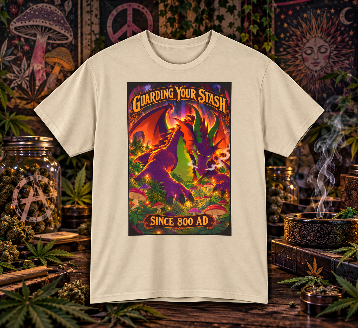 Guarding Your Stash Since 800 AD - Fantasy Dragon Stoner Tee