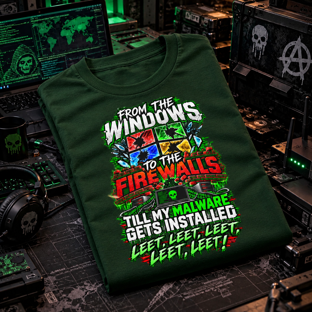 From the Windows to the Firewalls – Hacker Malware T-Shirt